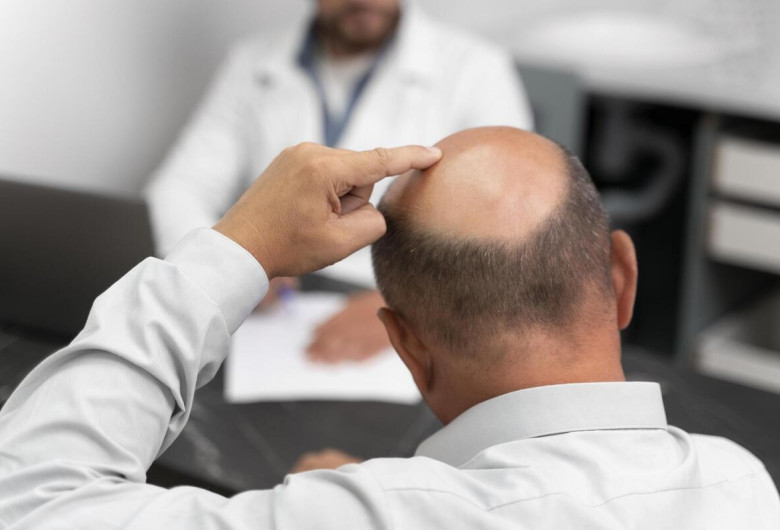 Homme en rdv pour une greffe de cheveux