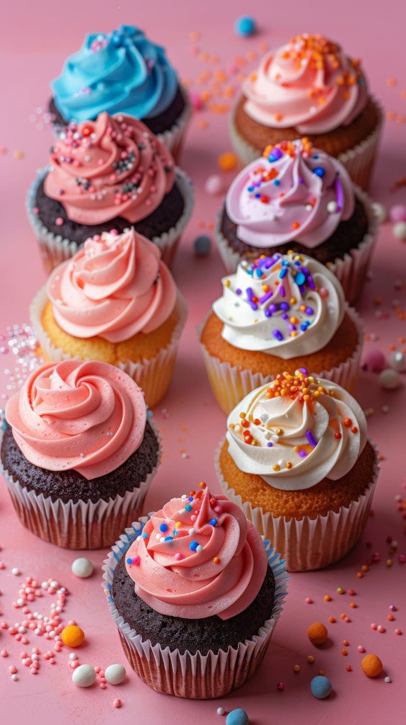 Des cupcakes colorés illustrant une alimentation riche en sucres.