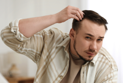 homme souhaitant savoir s'il a un debut de calvitie