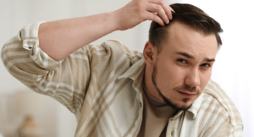 homme souhaitant savoir s'il a un debut de calvitie