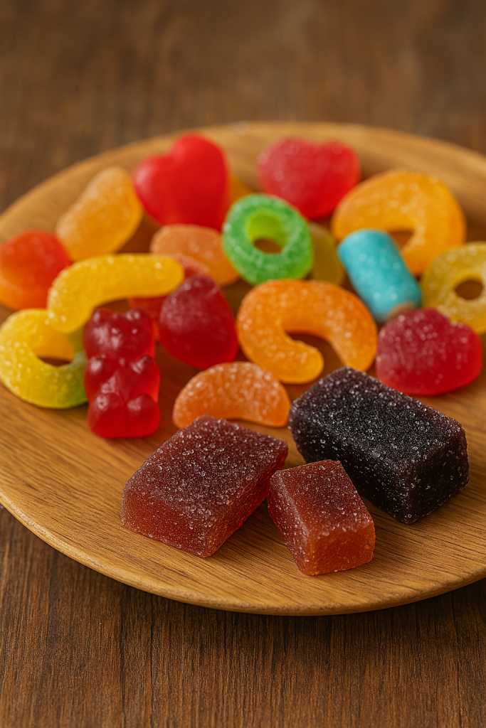 bonbons et pates de fruits qui collent aux dents