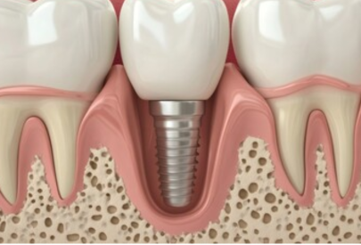 illustration de la cicatrisation osseuse d'un implant