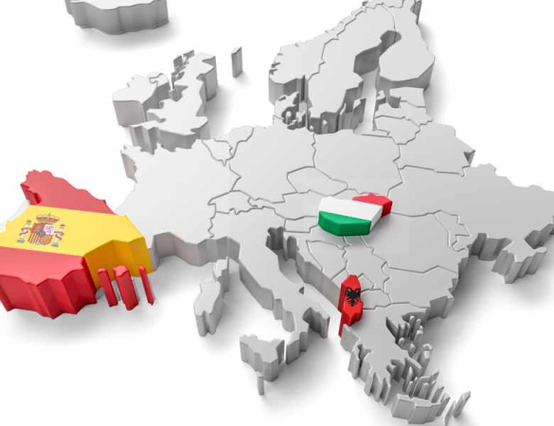 europe map albanie espagne et hongrie