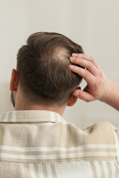 homme au vertex dégarni